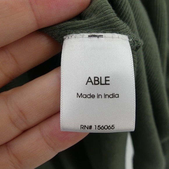 ABLE Women's Julia Anywhere Top in Thyme Green Size XL Long Sleeve Henley Cotton - Picture 7 of 9